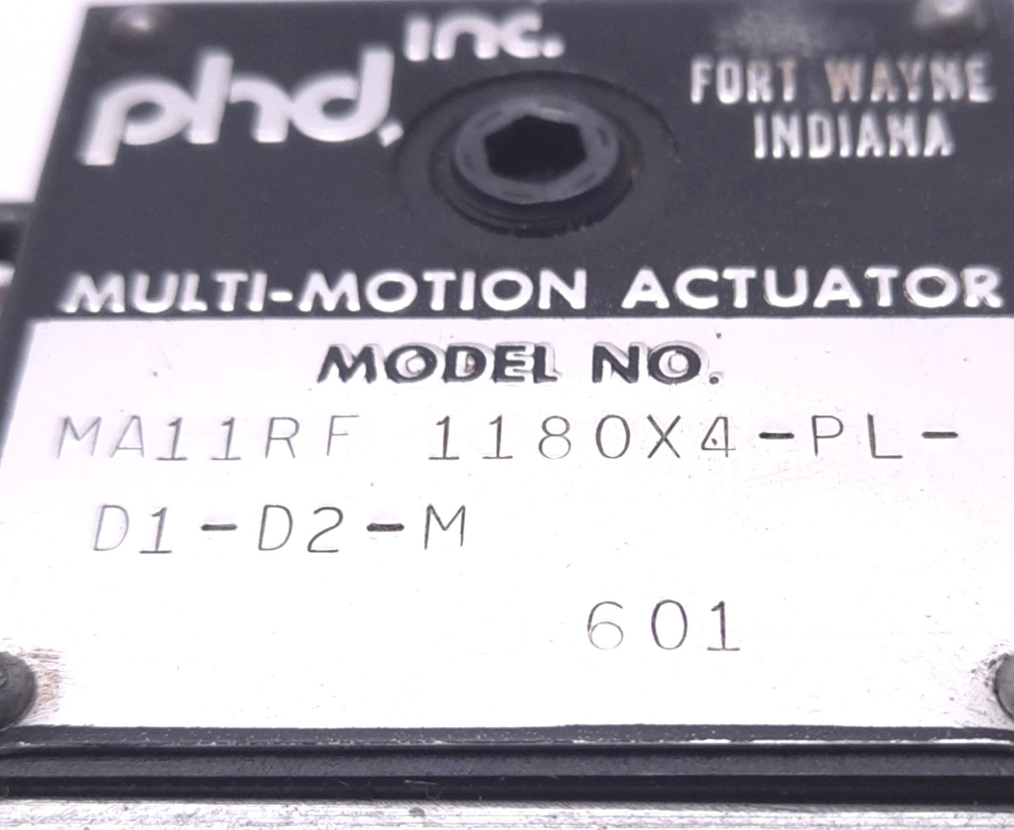 Used PHD MA11RF1180x4-PL-D1-D2-M Multi-Motion Actuator 180 Deg/4" Stroke, 150 Psi Air