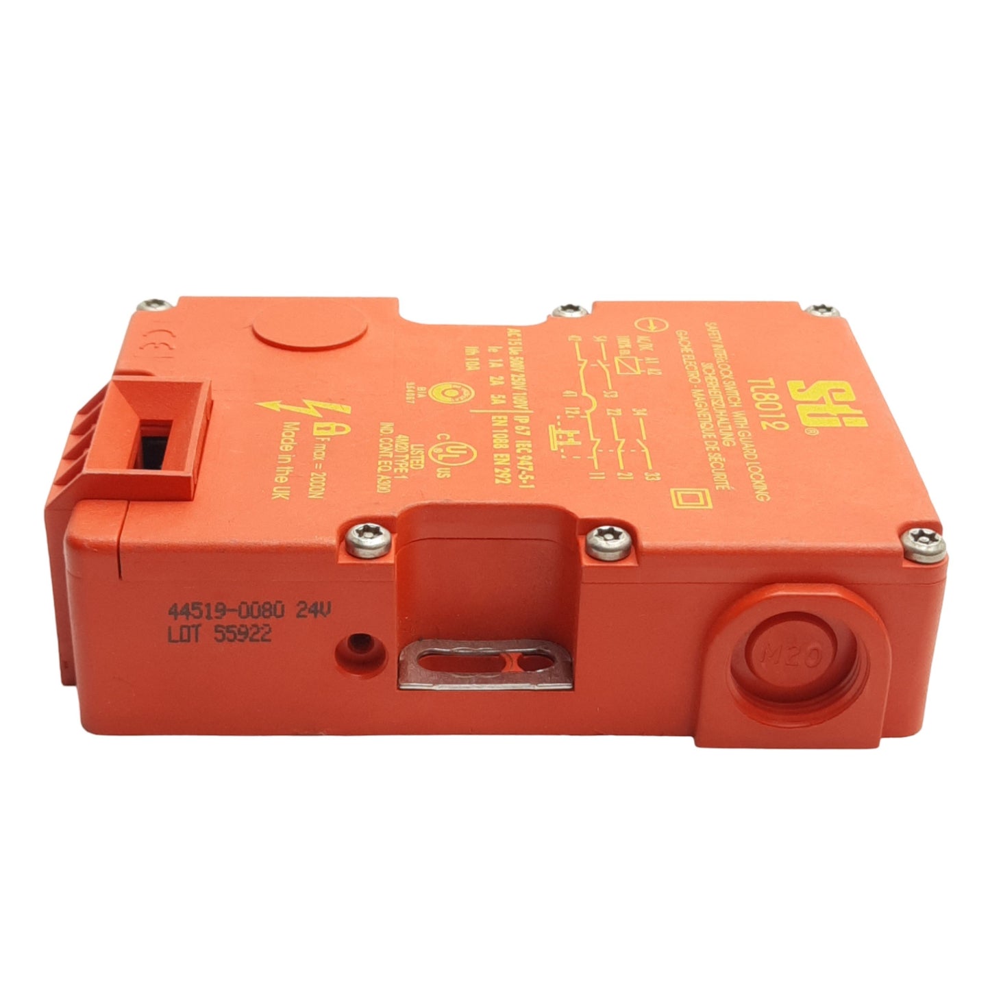 Used STI 44519-0080 Safety Interlock Switch 3NC & 2NO, 24VAC/DC Coil, *No Key*