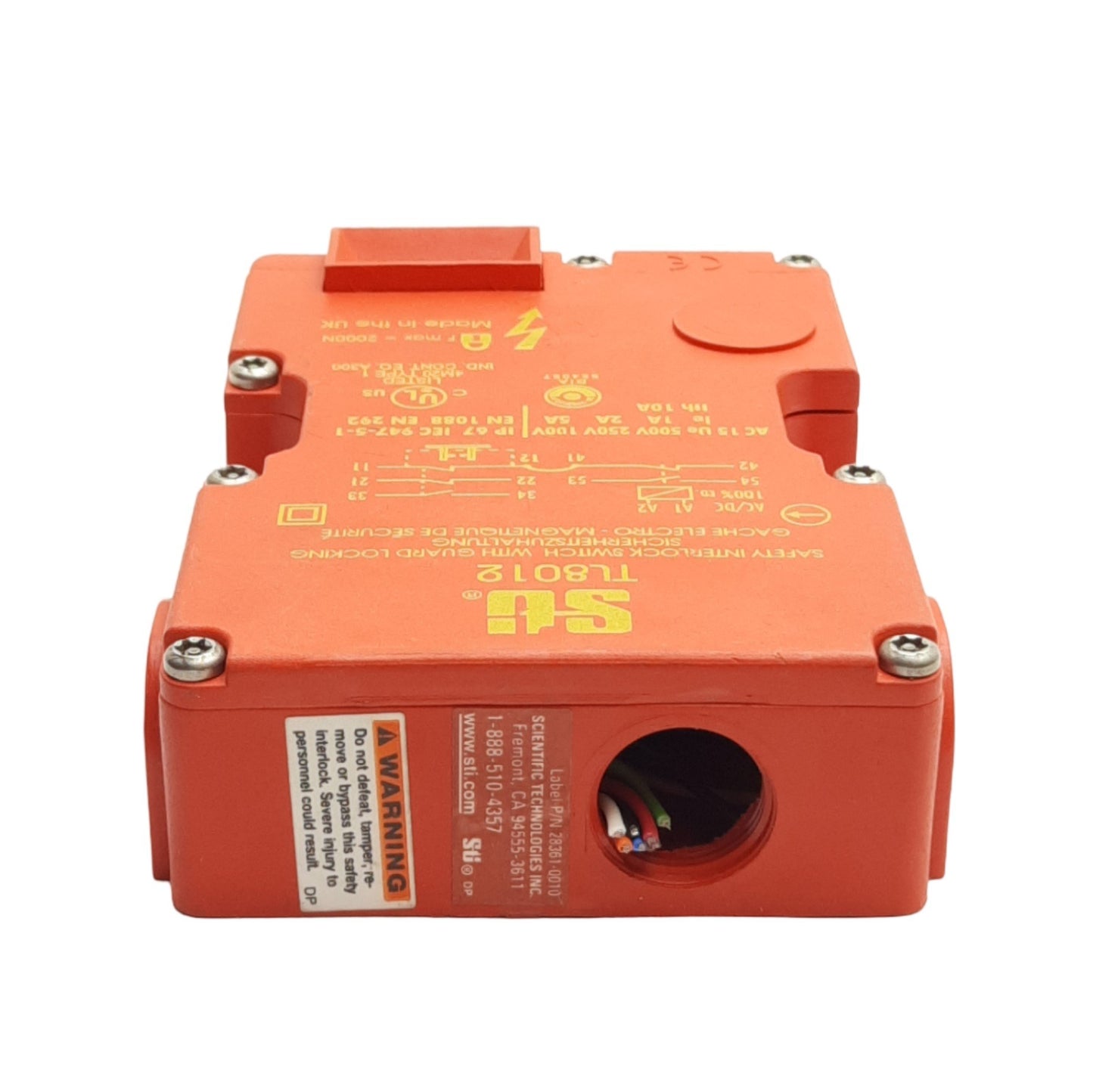 Used STI 44519-0080 Safety Interlock Switch 3NC & 2NO, 24VAC/DC Coil, *No Key*