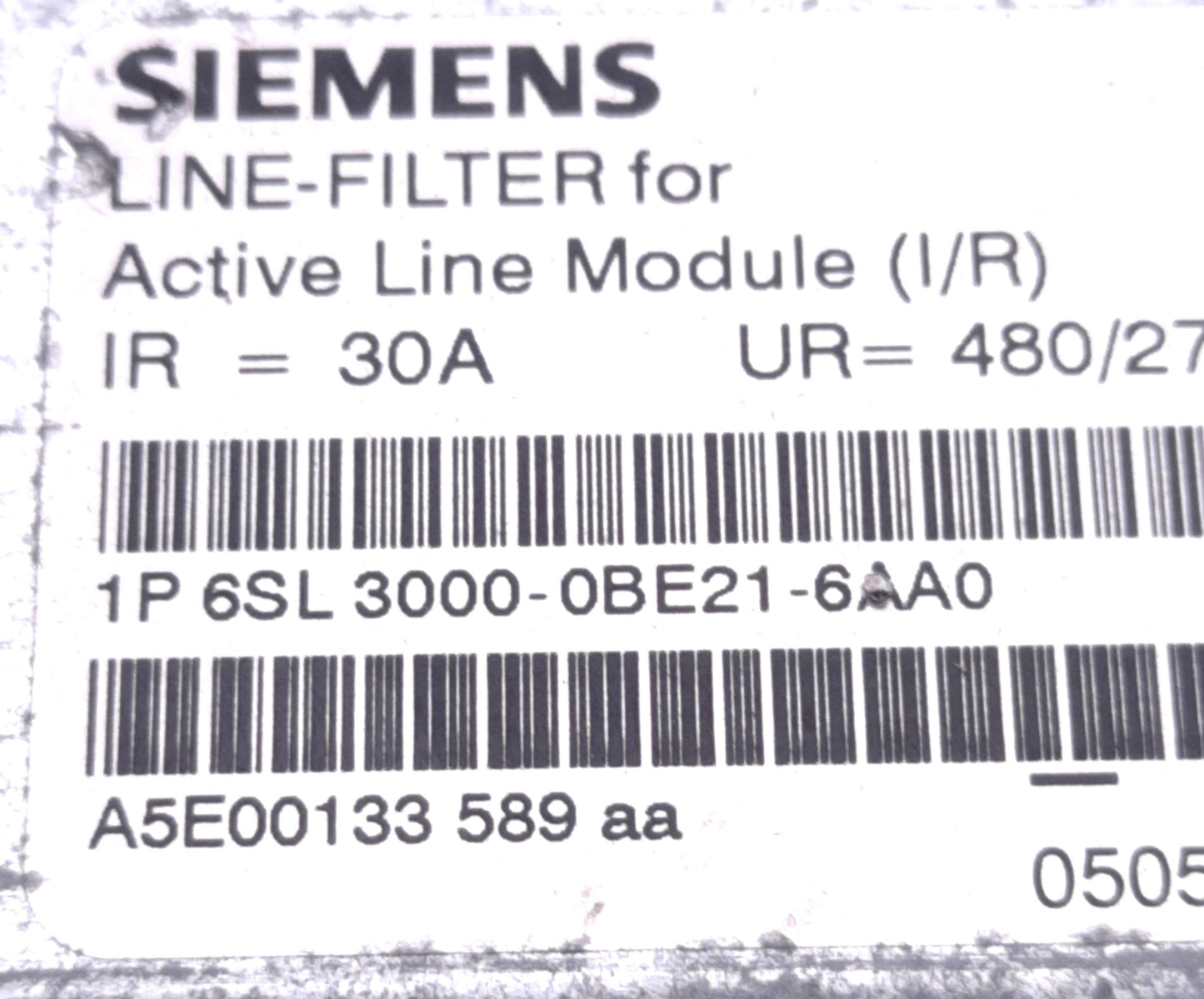 Used Siemens 6SL3000-0BE21-6AA0 Line-Filter For 16KW Active Line Module, 380-480v AC