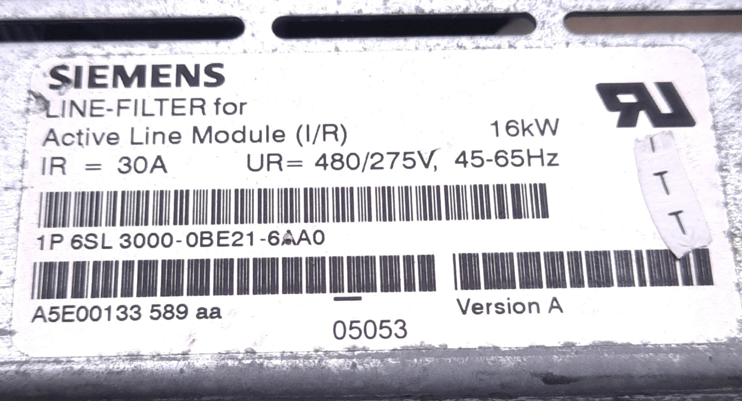 Used Siemens 6SL3000-0BE21-6AA0 Line-Filter For 16KW Active Line Module, 380-480v AC