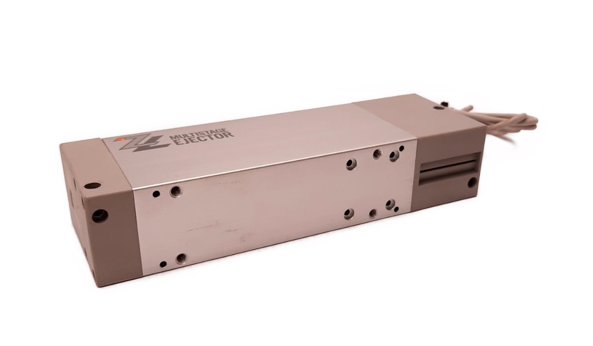 Used SMC NZL112-E Multistage Ejector 100psi, 0 to -25inHg Vacuum w/ Pressure Switch