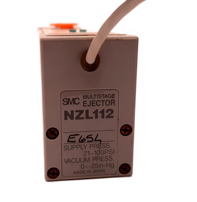 Used SMC NZL112-E Multistage Ejector 100psi, 0 to -25inHg Vacuum w/ Pressure Switch