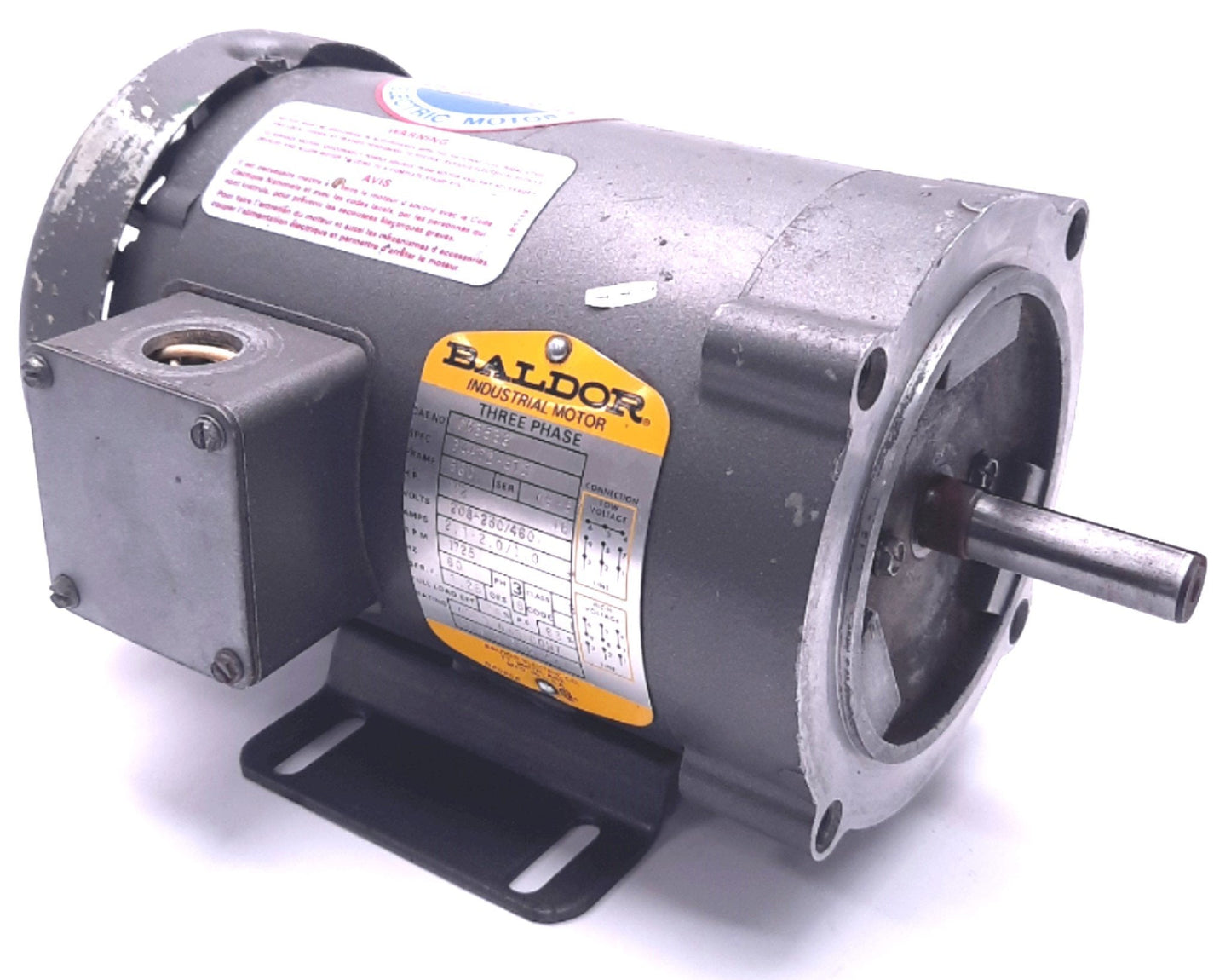 Used Baldor CM3538 General Purpose AC Motor 1/2HP, 56C, 3PH, 230/460V 1800RPM 60Hz