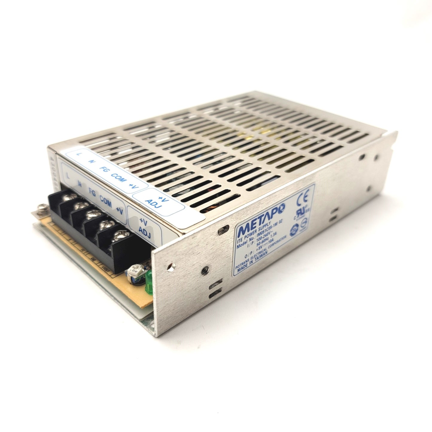 Used Metapo IM051C05-1M Industrial Power Supply 100-240VAC, 5VDC, 10A, 50 Watts