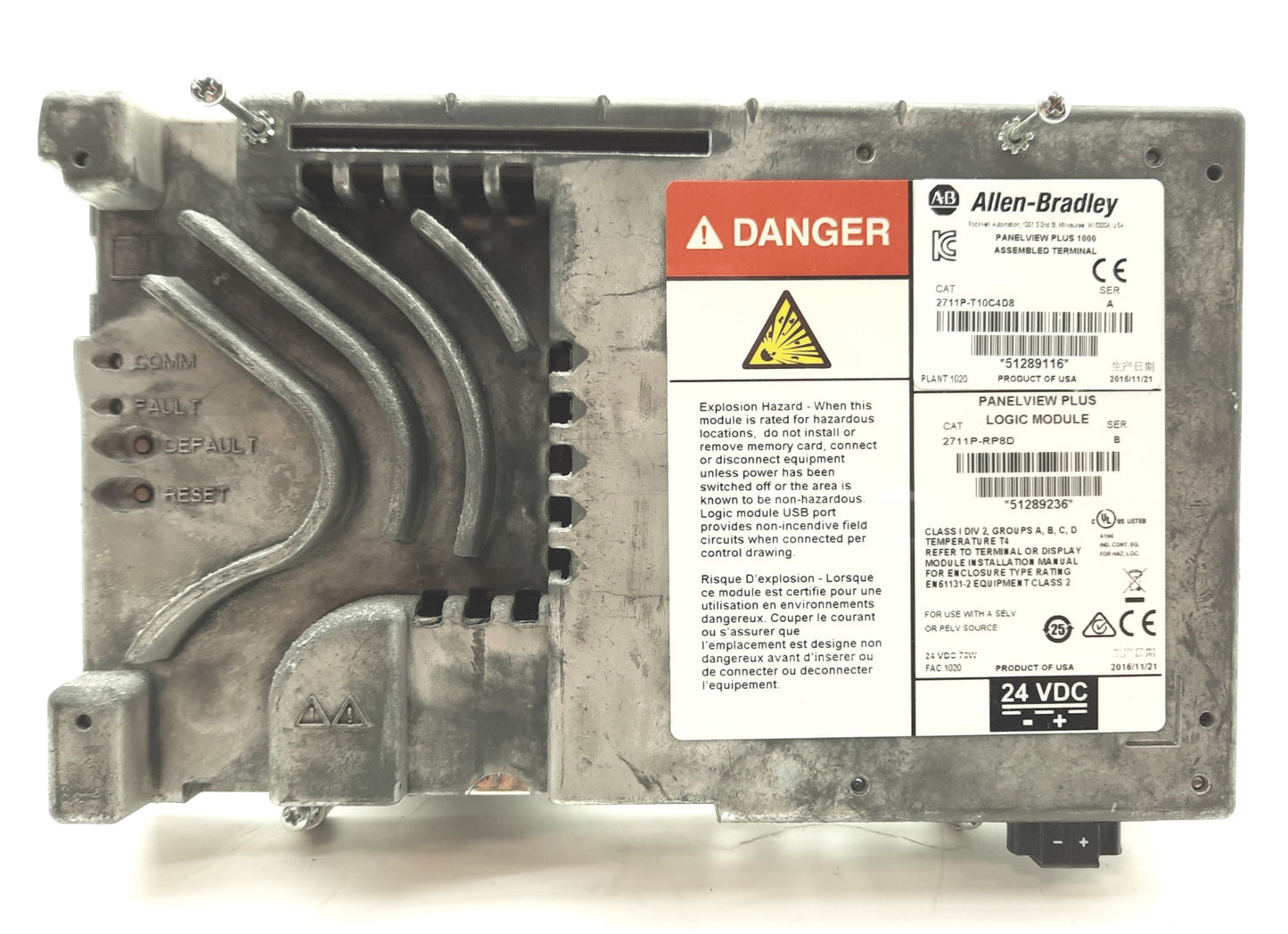 Used Allen Bradley 2711P-RP8D PanelView Plus 6 Logic Module, Windows CE 6.0, 24VDC