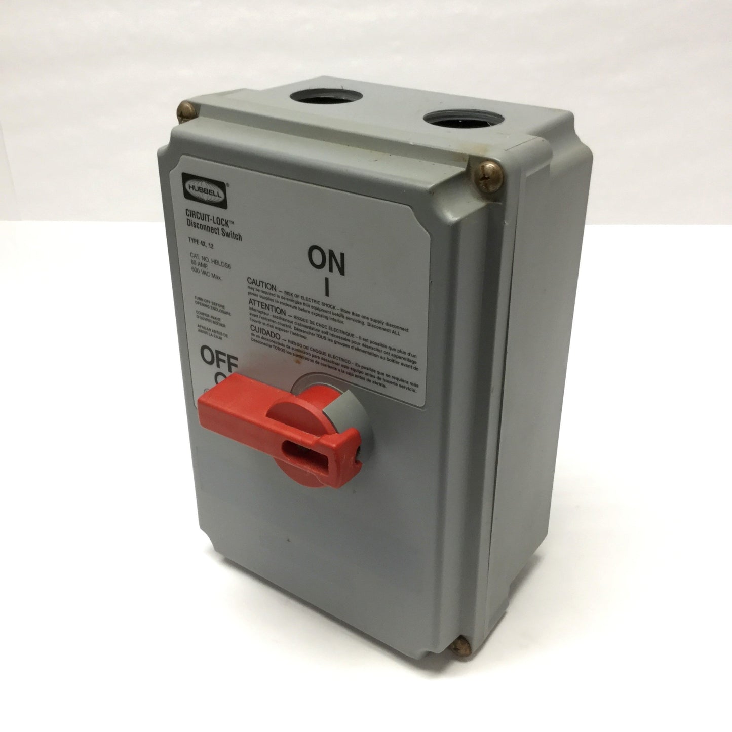 Used Hubbell HBLDS6 Circuit-Lock Disconnect 3-Pole 600VAC *Switch Replaced w/KG80*