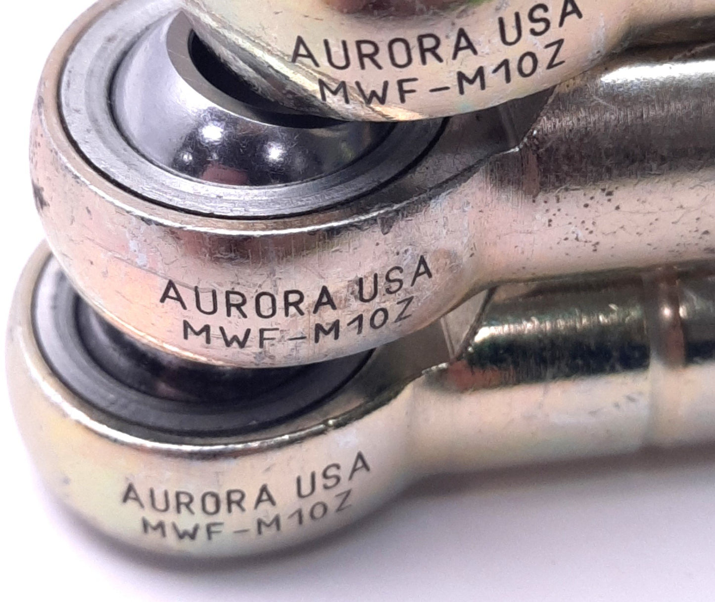 Used Lot of 3 Aurora USA MWF-M10Z Female Rod End Bearing 10mm Bore, M10x1.25 Female