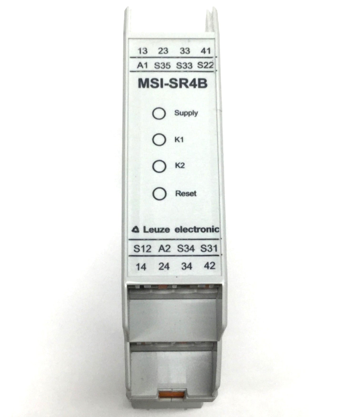 Used Leuze MSI-SR4B-01 Emergency E-Stop Safety Relay 24V AC/DC, 3NO, 230VAC 3A