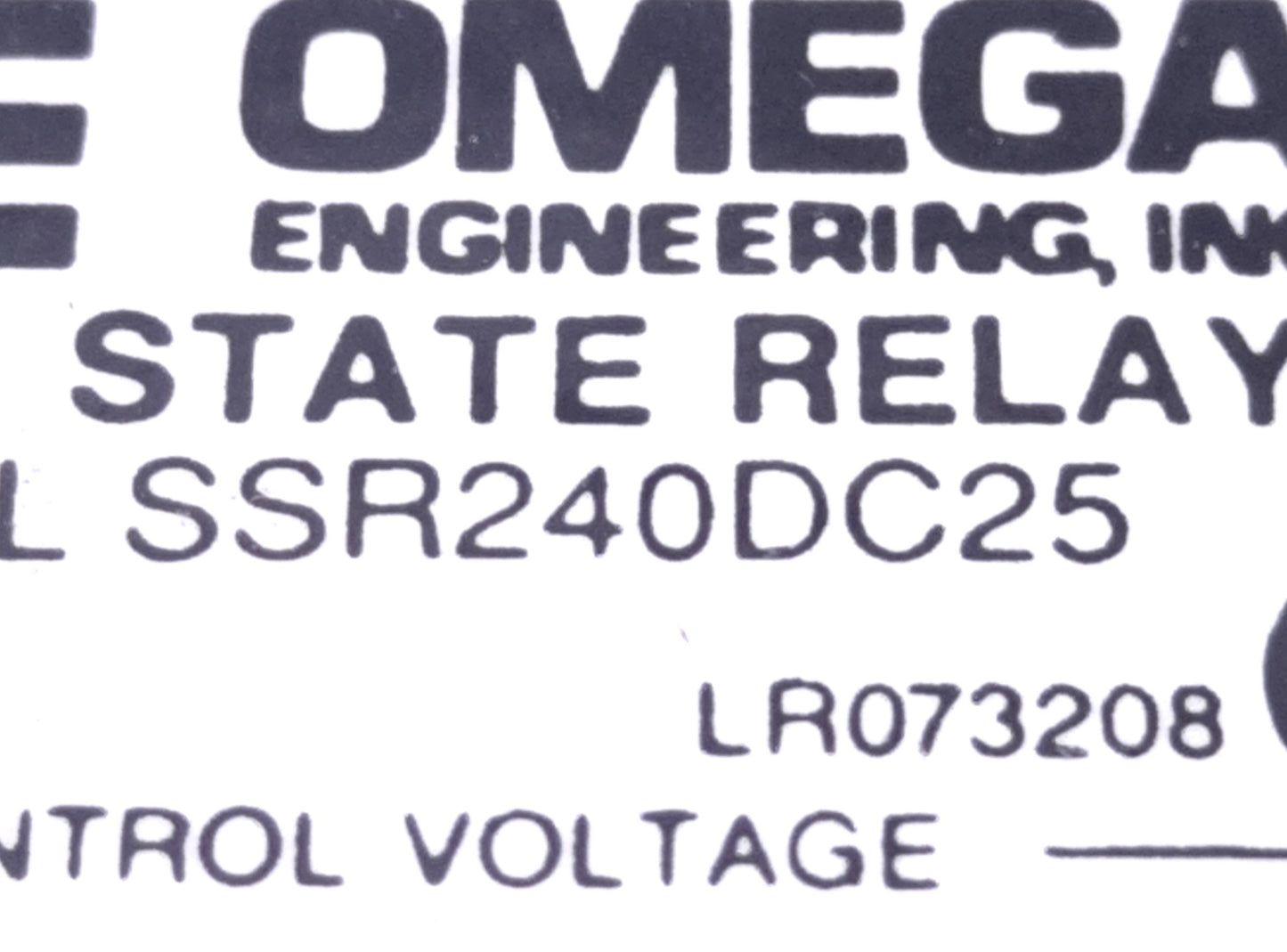 Used Omega Engineering SSR240DC25 Solid State Relay 3-32v DC Control, 110-220v AC 25A