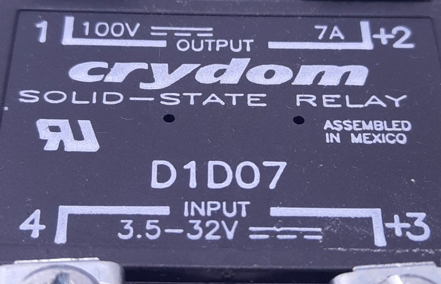 Used Sensata Crydom D1D07 Solid State Relay 3.5-32v DC Input 100v 7A DC Output, Cover