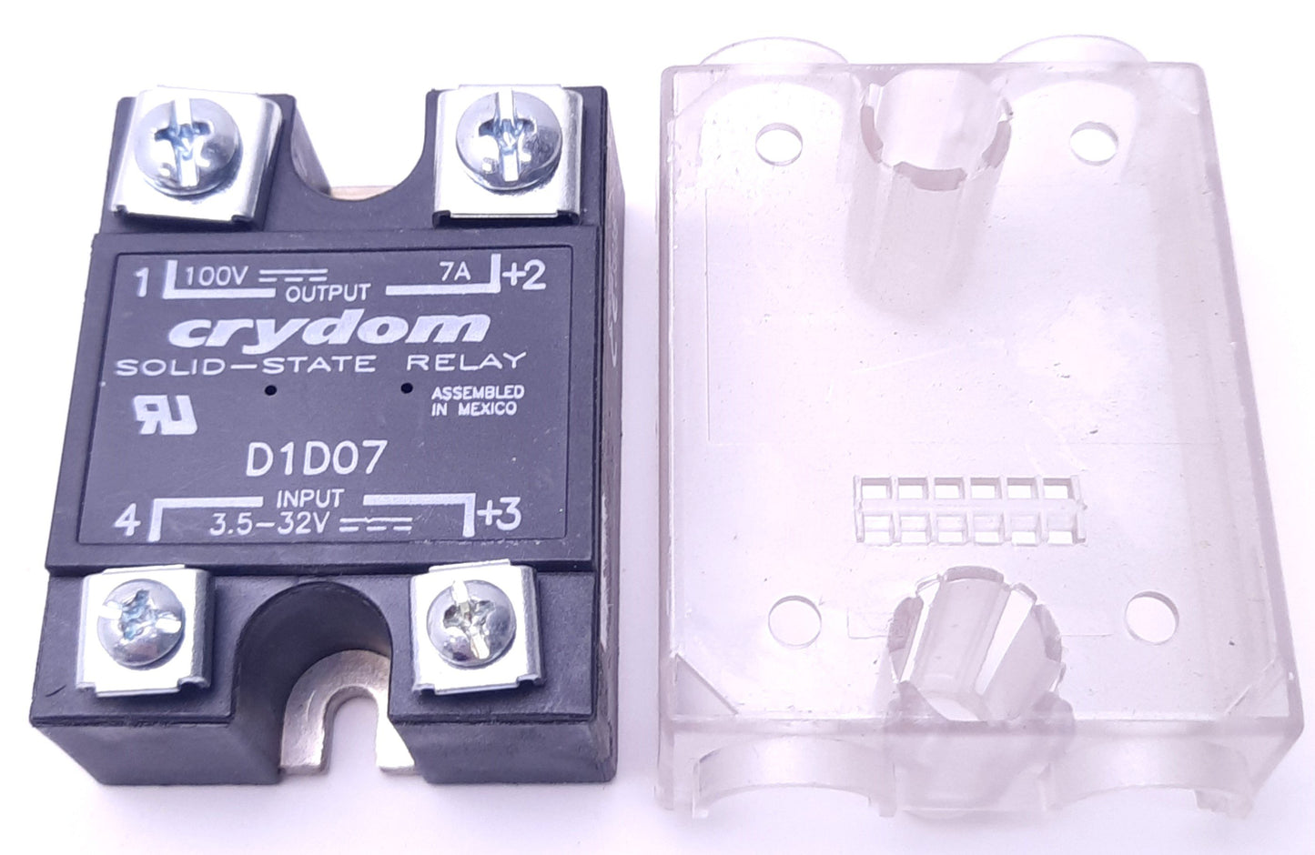 Used Sensata Crydom D1D07 Solid State Relay 3.5-32v DC Input 100v 7A DC Output, Cover