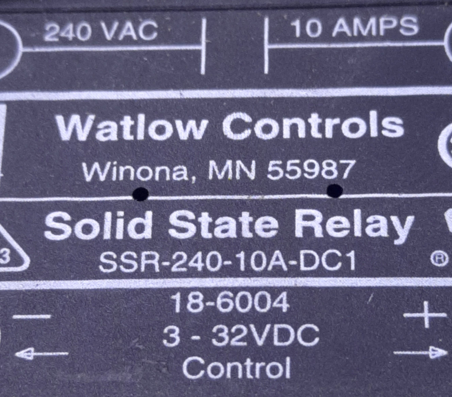 Used Lot of 4 Watlow SSR-240-10A-DC1 Solid State Relay, 3-32v DC Input, 240v 10A Out