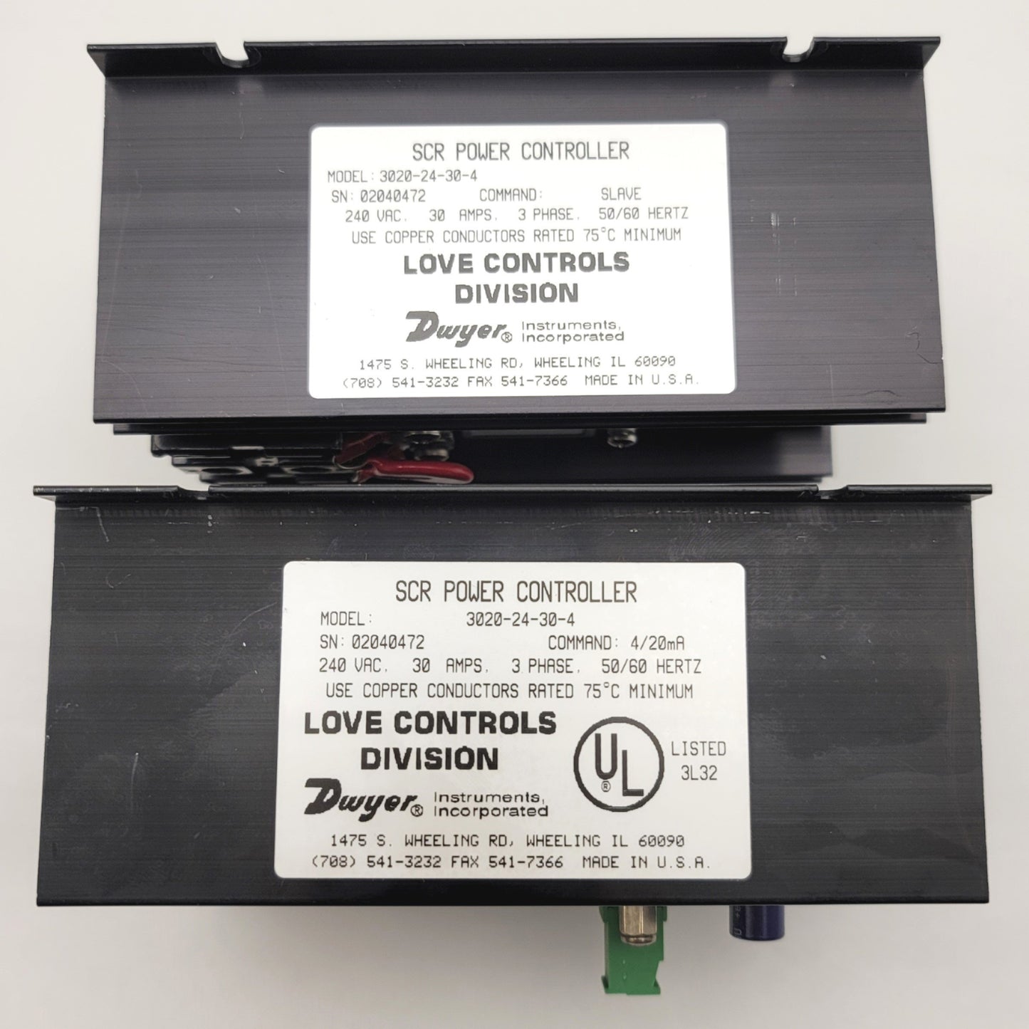 Used LOVE Controls 3020-24-30-4 SCR Power Controller 240VAC, 30A, 3-Phase, 4/20mA