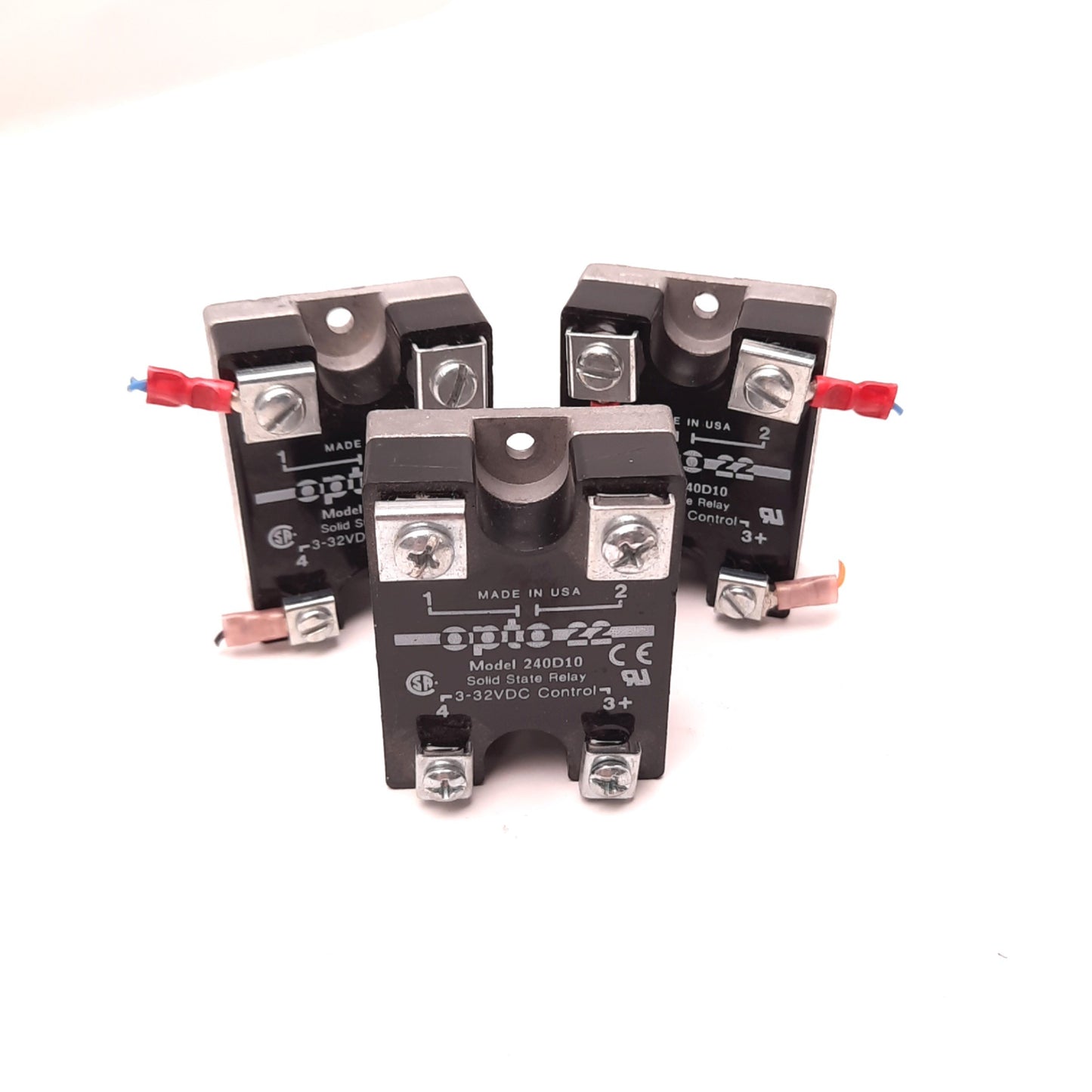 Used Lot of 3 Opto 22 240D10 Solid State Relay 240VAC, 32VDC, SPST NO, 10A