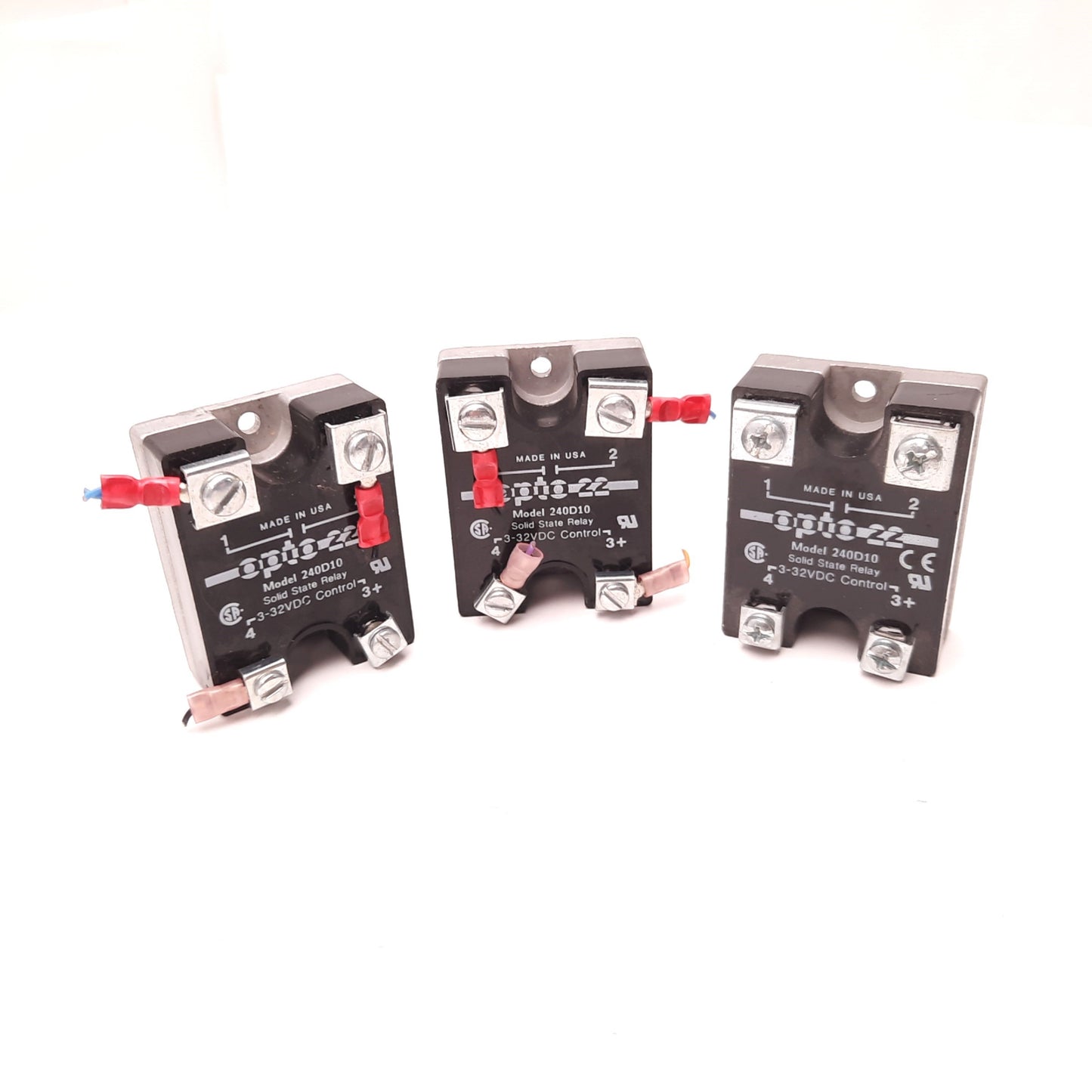 Used Lot of 3 Opto 22 240D10 Solid State Relay 240VAC, 32VDC, SPST NO, 10A