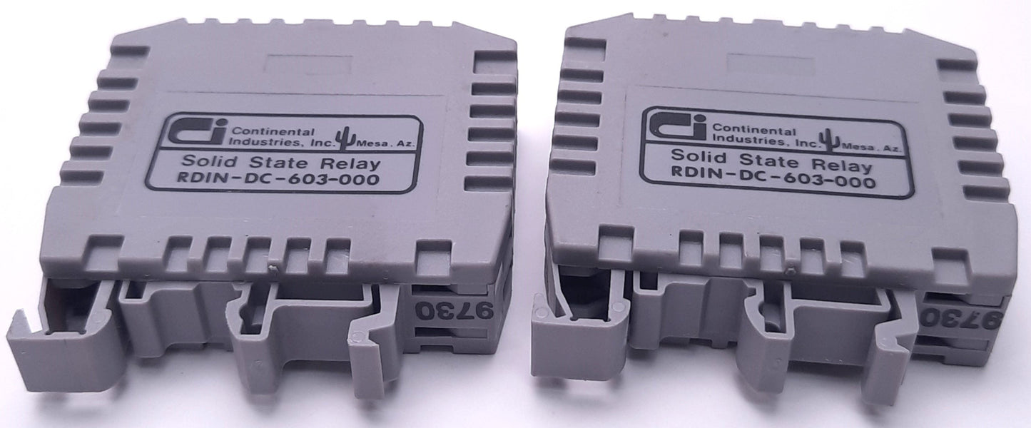 Used Lot of 2 Continental RDIN-DC-603-000 Solid State Relay 32v DC Input, 24-280v Out