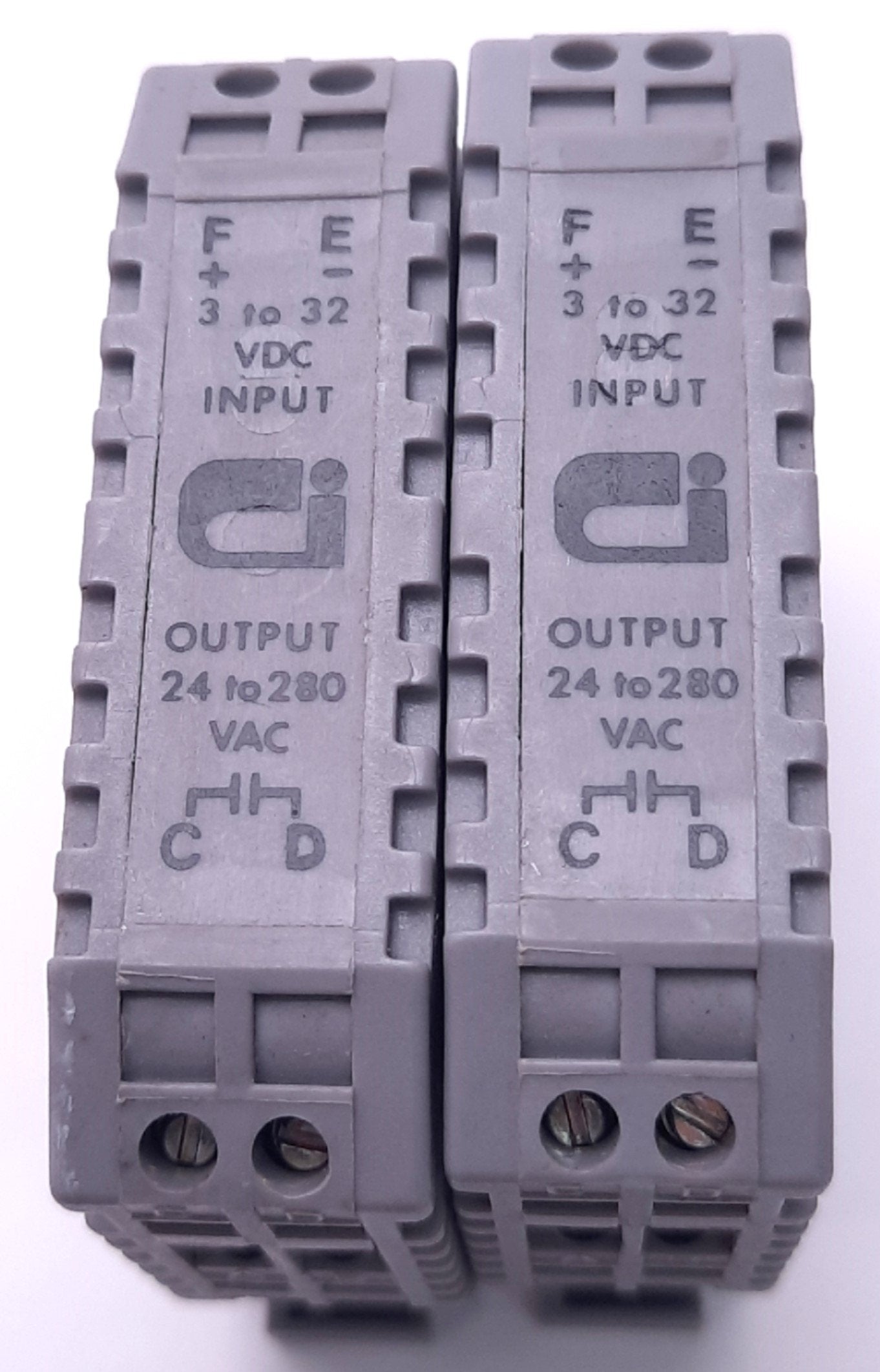 Used Lot of 2 Continental RDIN-DC-603-000 Solid State Relay 32v DC Input, 24-280v Out