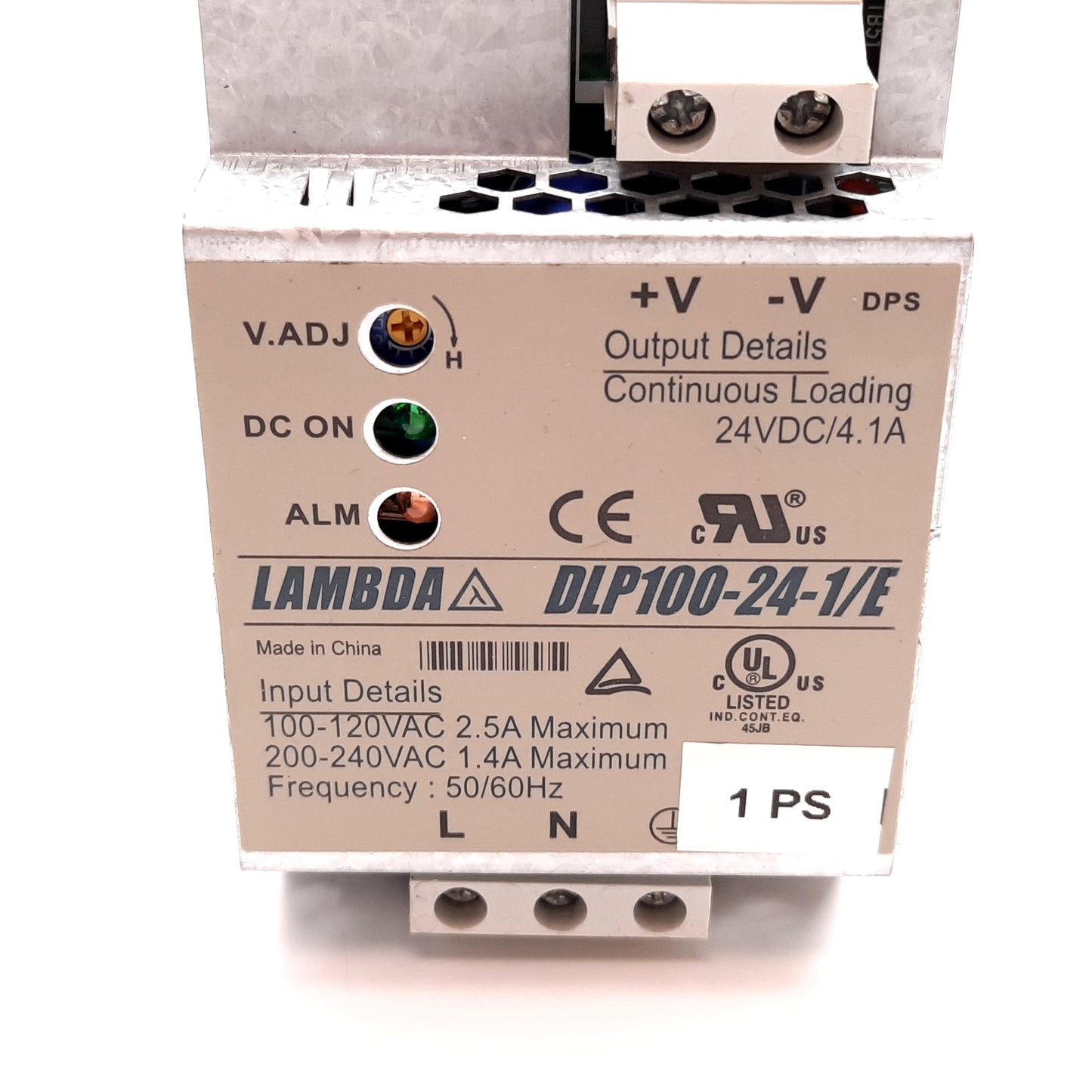 Used Lambda DLP100-24-1/E Power Supply, Input: 100-120/200-240VAC, Output: 24VDC 4.1A