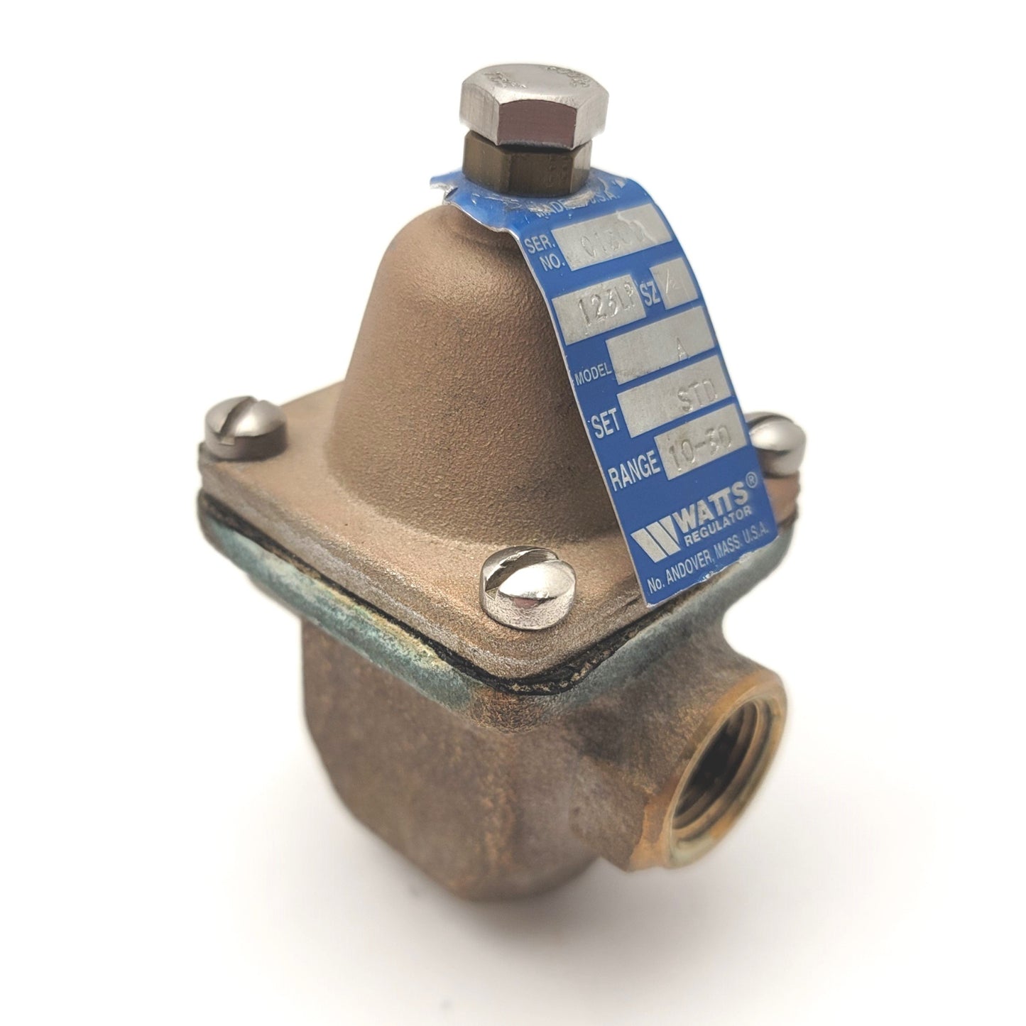 Used Watts 0121224 LF123LP Water Pressure Reducing Valve 1/2"NPT 10-30psi, 200psi Max