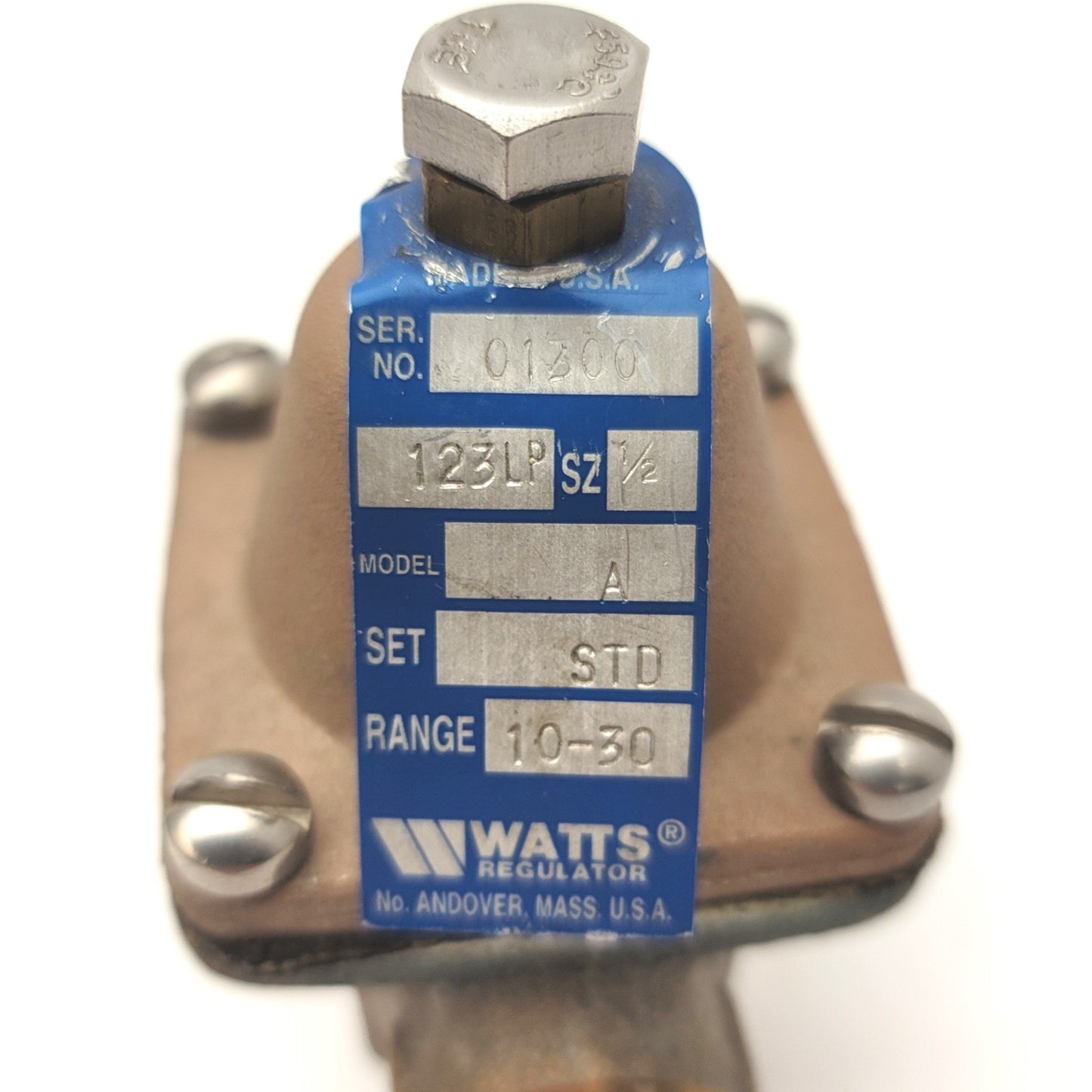 Used Watts 0121224 LF123LP Water Pressure Reducing Valve 1/2"NPT 10-30psi, 200psi Max