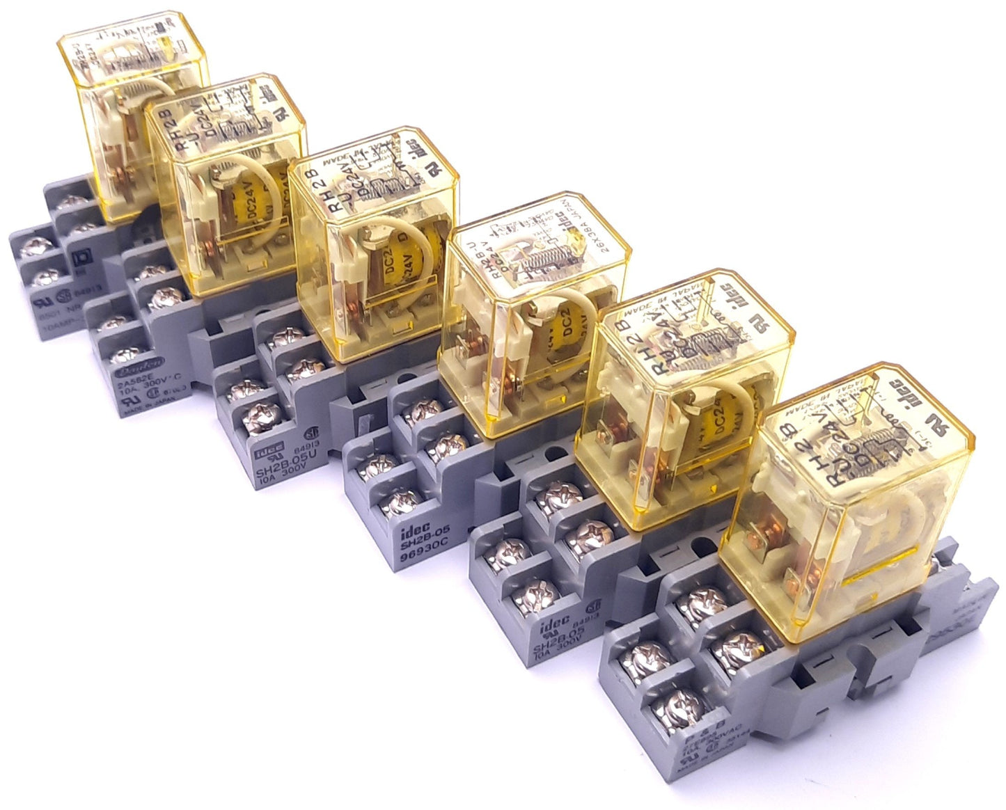 Used Lot of 6 Idec RH2B-U Ice Cube Relays 24v DC 10A w/ Various 300v 10A Socket