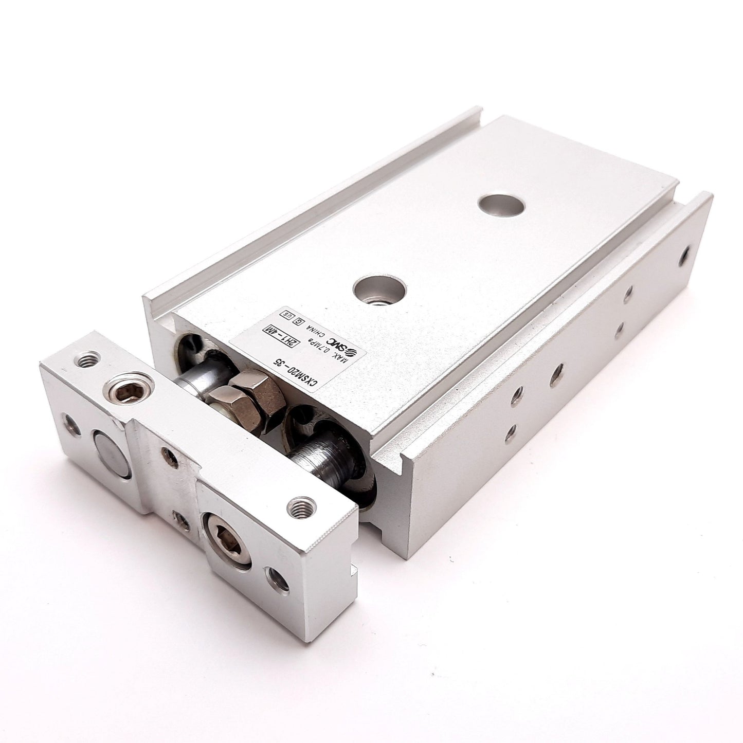 Used SMC CXSM20-35 Guided Cylinder, Bore: 20mm, Stroke: 35mm, 0.7MPa, M5x0.8