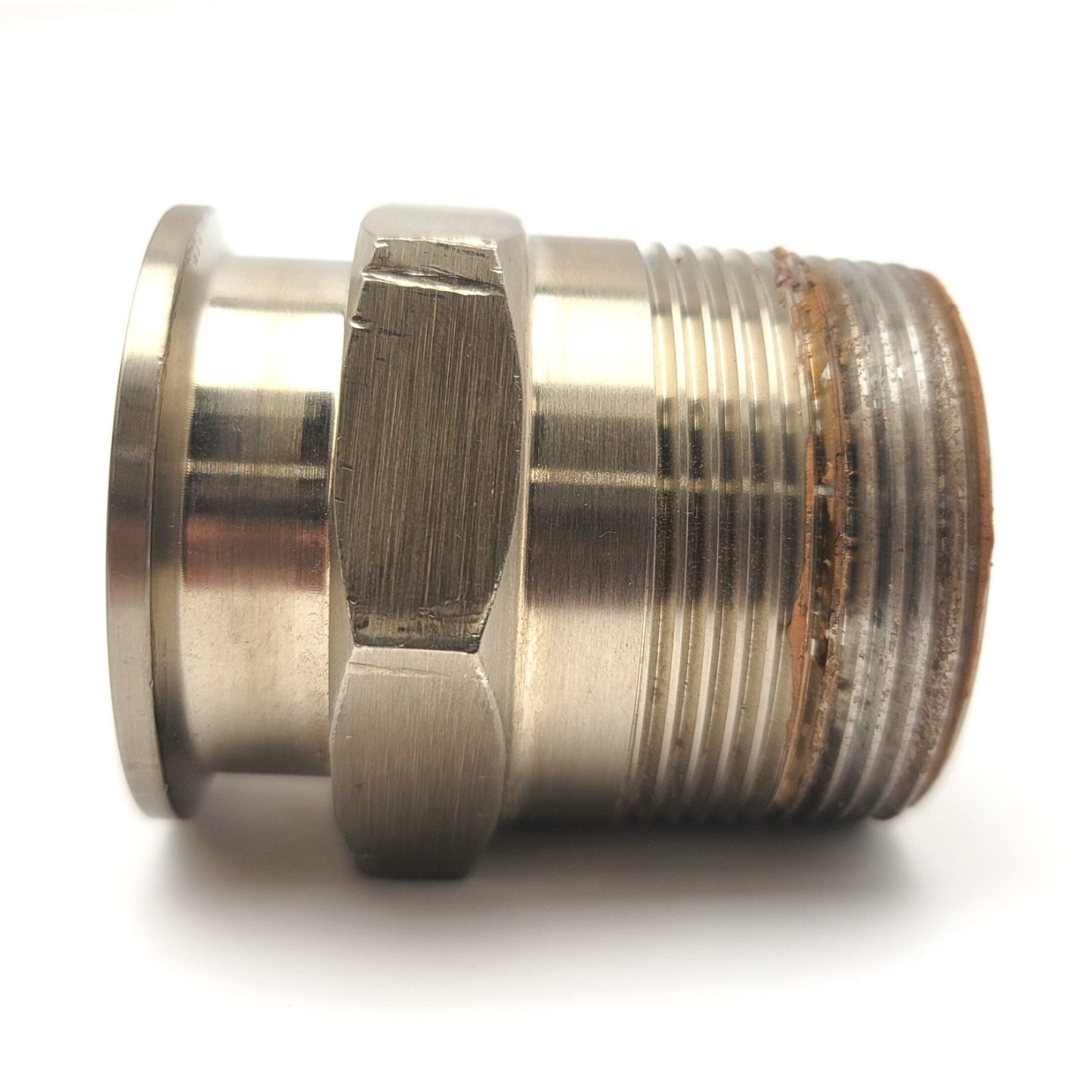 Used 1-1/2" Sanitary Tri-Clamp To 1-1/2"NPT Male Straight Adapter Stainless Steel