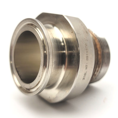 Used 1-1/2" Sanitary Tri-Clamp To 1-1/2"NPT Male Straight Adapter 316 Stainless Steel