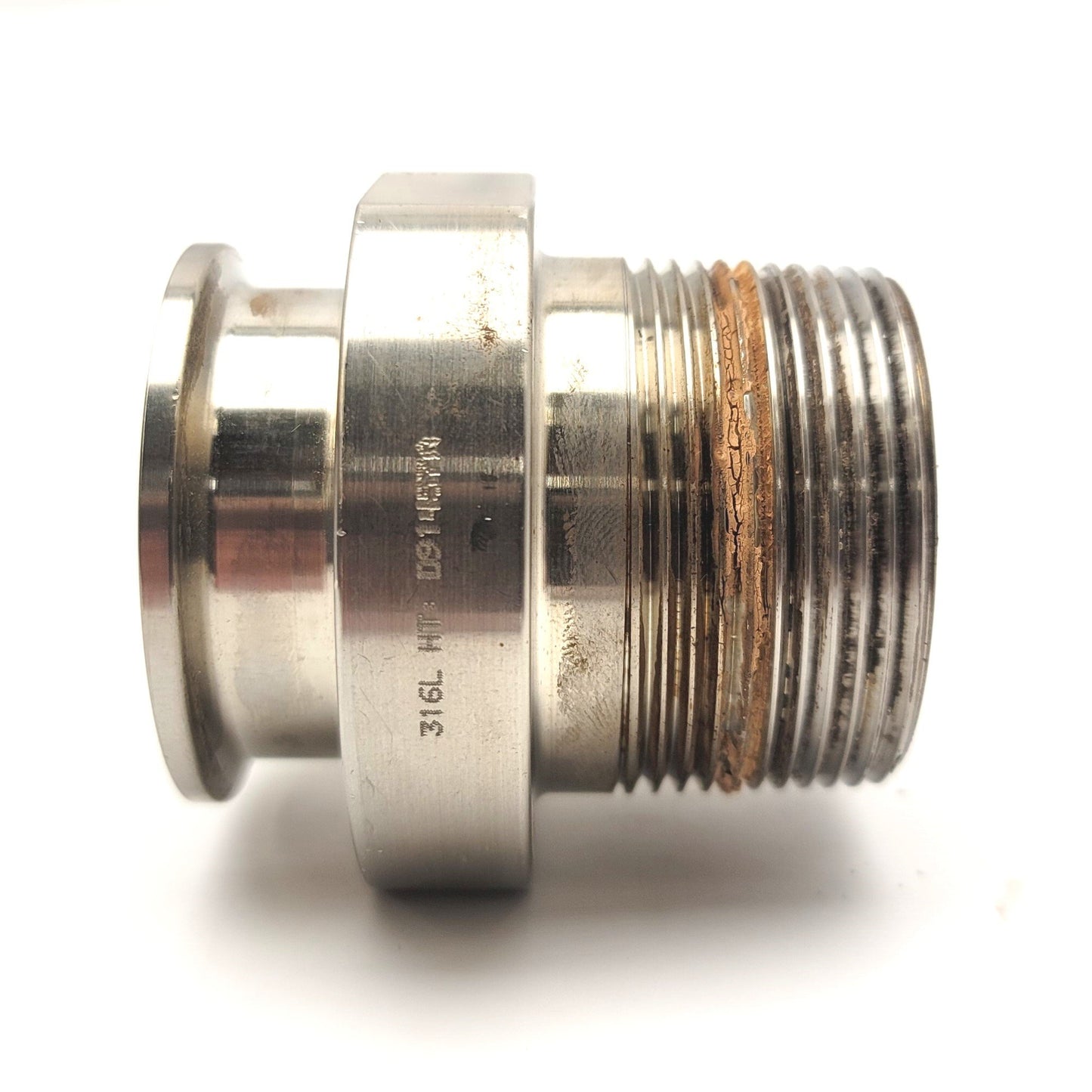 Used 1-1/2" Sanitary Tri-Clamp To 1-1/2"NPT Male Straight Adapter 316 Stainless Steel