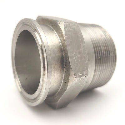Used 2" Sanitary Tri-Clamp To 2"NPT Male Straight Adapter Stainless Steel
