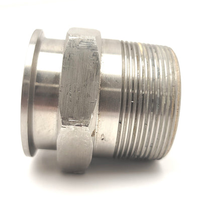 Used 2" Sanitary Tri-Clamp To 2"NPT Male Straight Adapter Stainless Steel