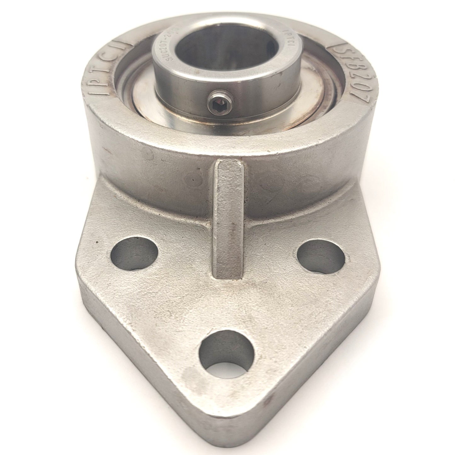 Used IPTCI SUCSFB 207-20 Corrosion Resistant 3-Bolt Flange Ball Bearing, 1-1/4" Bore