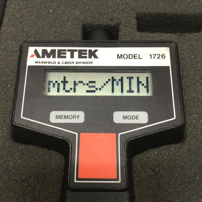 Used Ametek 1726 Digital Tachometer, Dual Function Contact/Optical, 6-99999RPM w/Case