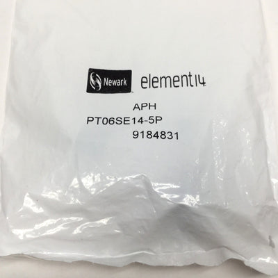 New Amphenol PT06SE14-5P MIL Spec Circular Connector Bayonet Plug, 5-Pos, 13A