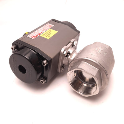 New Duravalve AS2107 V4000SS Ball Valve 2"NPT w/Pneumatic Actuator 145PSI 1/4"NPT