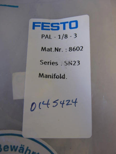 New Festo PAL-1/8-3 8602 3-Port Pneumatic Manifold