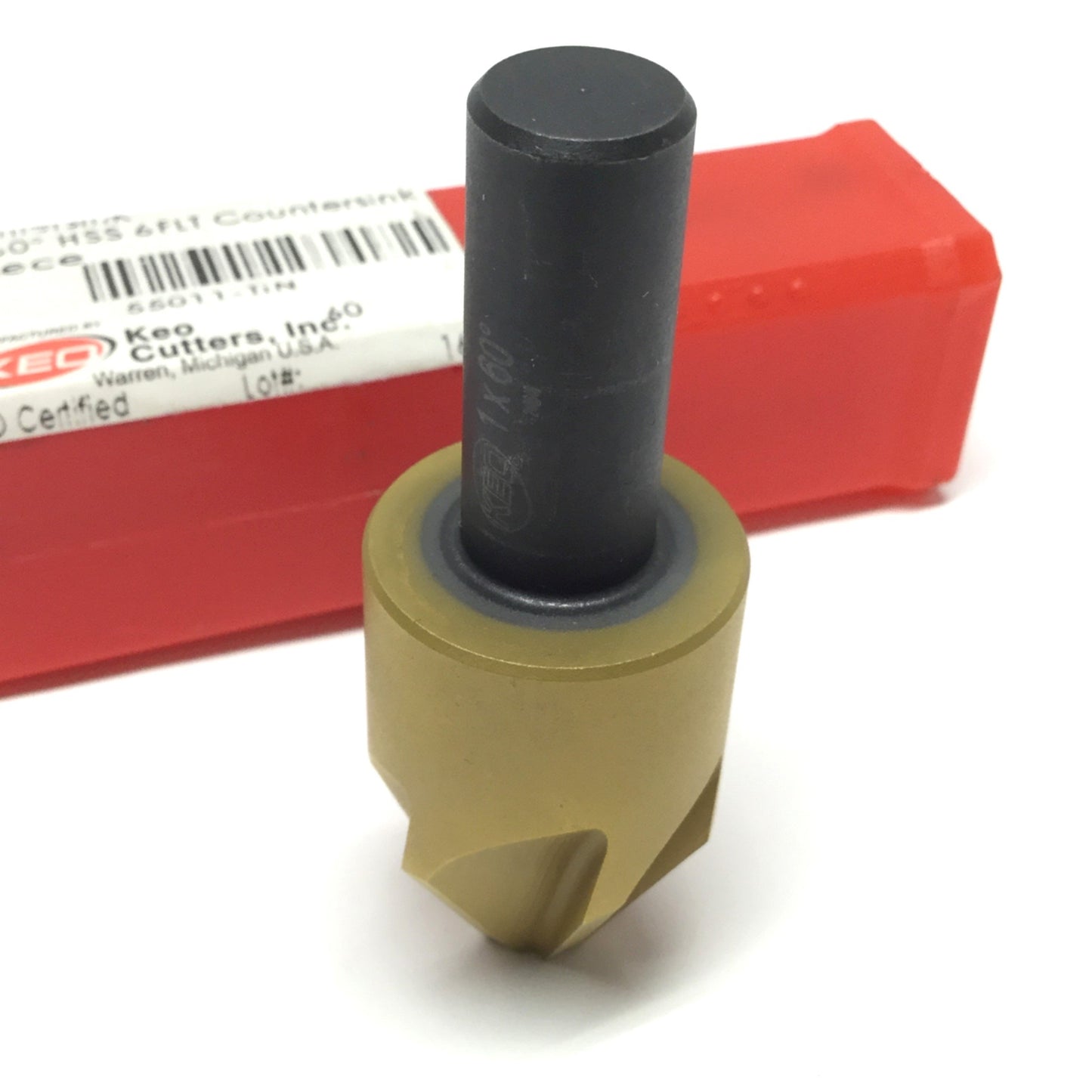 Used KEO Cutters 55011-TiN High-Speed Steel Countersink Ø1x60° HSS 6-Flute 1/2" Shank