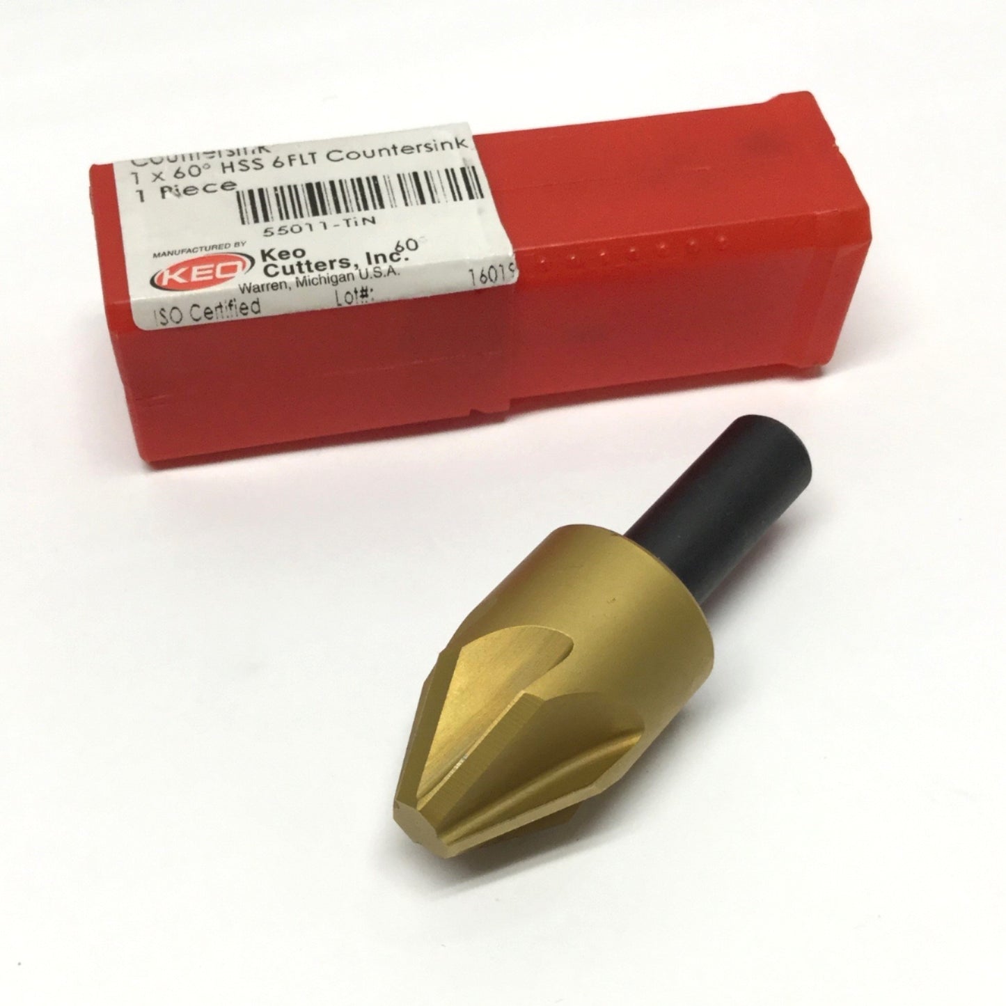 Used KEO Cutters 55011-TiN High-Speed Steel Countersink Ø1x60° HSS 6-Flute 1/2" Shank