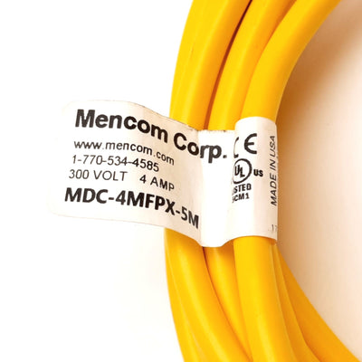 New Mencom MDC-4MFPX-5M Cordset, 4-Pin M12 Male to Female, 5m Long, 300V 4A