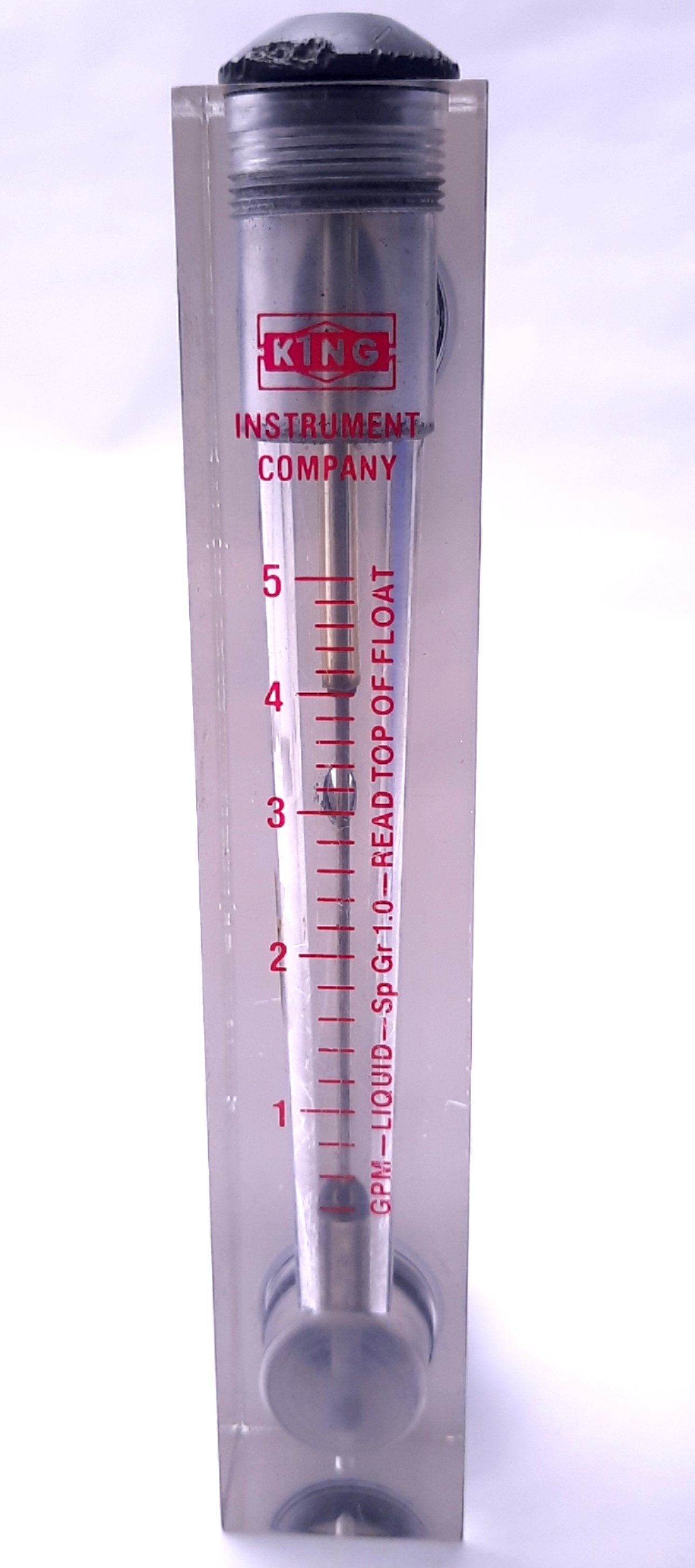 Used King Instruments 7520-2-3-0-3C-08 Rotameter 3" Scale, 5 GPM Liquid, 1/2" NPT