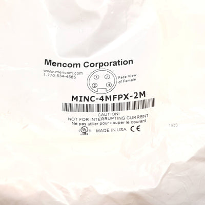 New Mencom MINC-4MFPX-2M MIN Size I Cordset, 4-Pin Male to Female, 300V 8A, 2m
