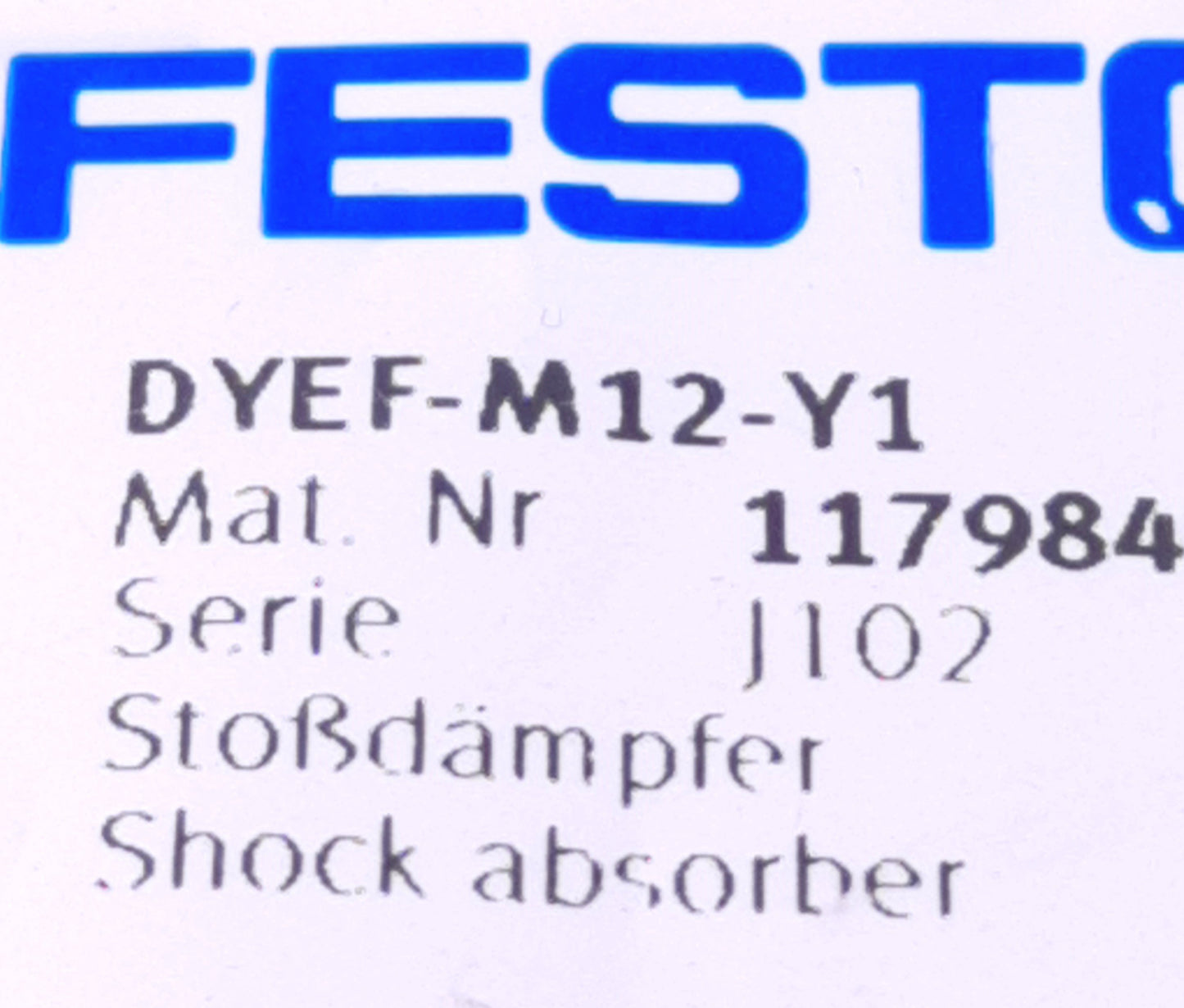 New Festo DYEF-M12-Y1 Shock Absorber 1.2mm Stroke, M12, 0.8 m/s Max, 0.35J Max