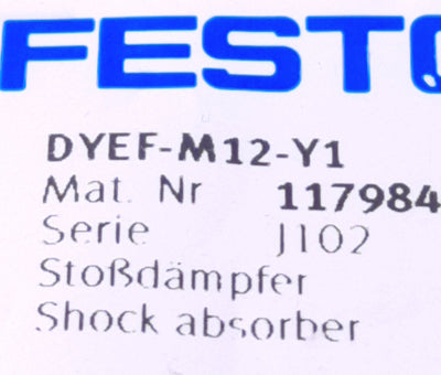 New Festo DYEF-M12-Y1 Shock Absorber 1.2mm Stroke, M12, 0.8 m/s Max, 0.35J Max