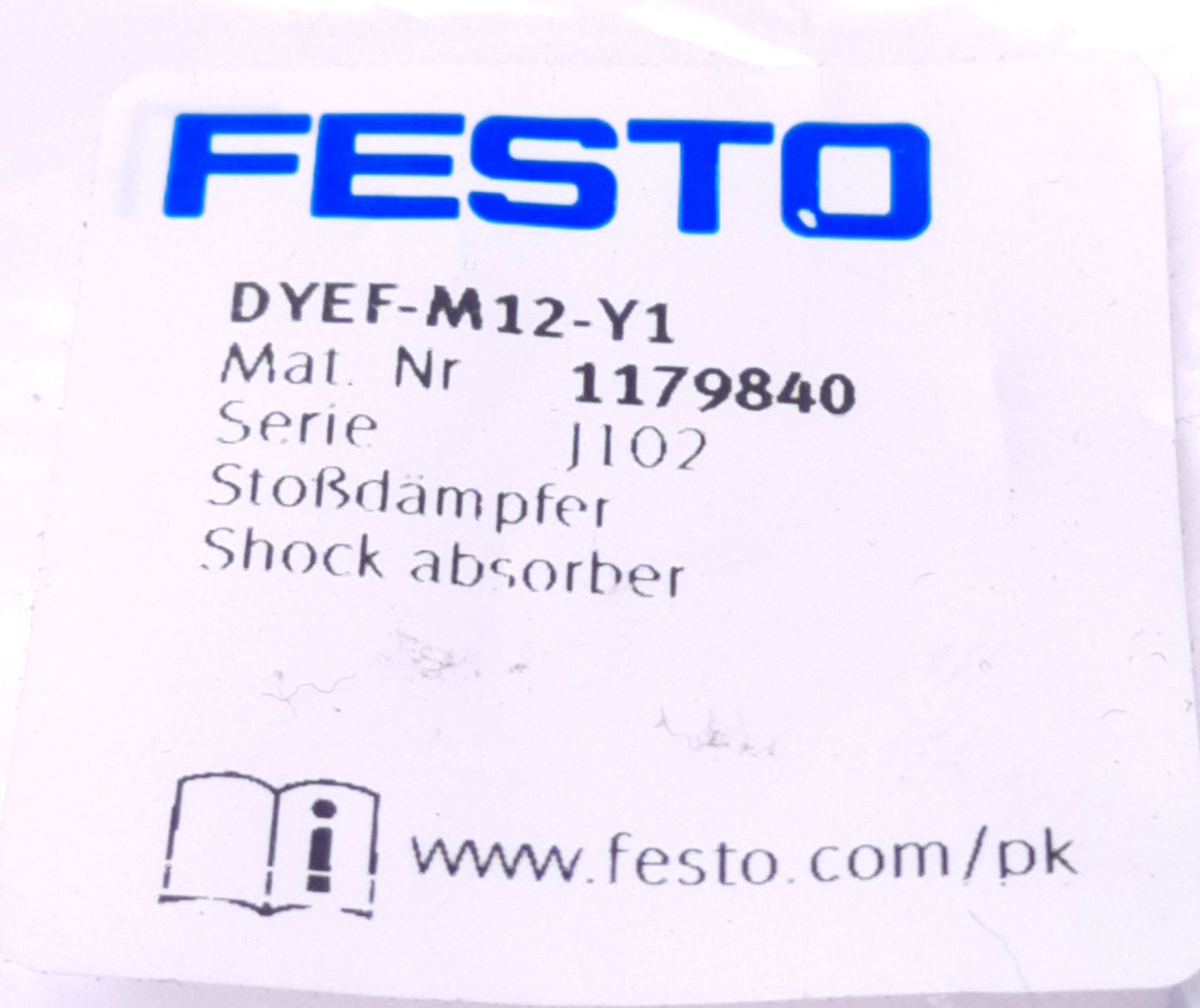 New Festo DYEF-M12-Y1 Shock Absorber 1.2mm Stroke, M12, 0.8 m/s Max, 0.35J Max