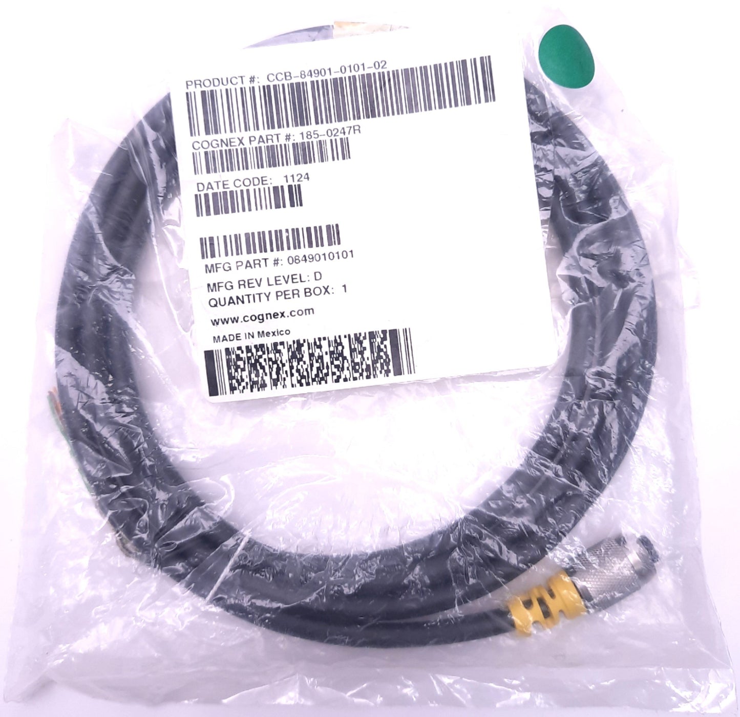 New Cognex CCB-84901-0101-02 IO Cable 185-0247R, M12 8-Pin, 30v DC 2A, 2m Length
