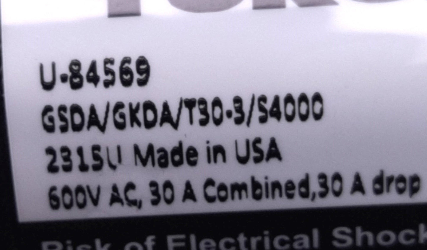 New Turck GSDA/GKDA/T30-3/S4000 Splitter Connector 3-Pole, 1-3/8" D Size 600v AC 30A