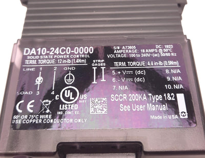 New Watlow DA10-24C0-0000 DIN-A-MITE Solid State Power Control 100-240VAC 18A