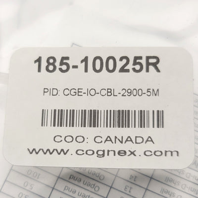Used Cognex CGE-IO-CBL-2900-5M Power I/O and Trigger Cable For CIC-2900 Camera, 5m