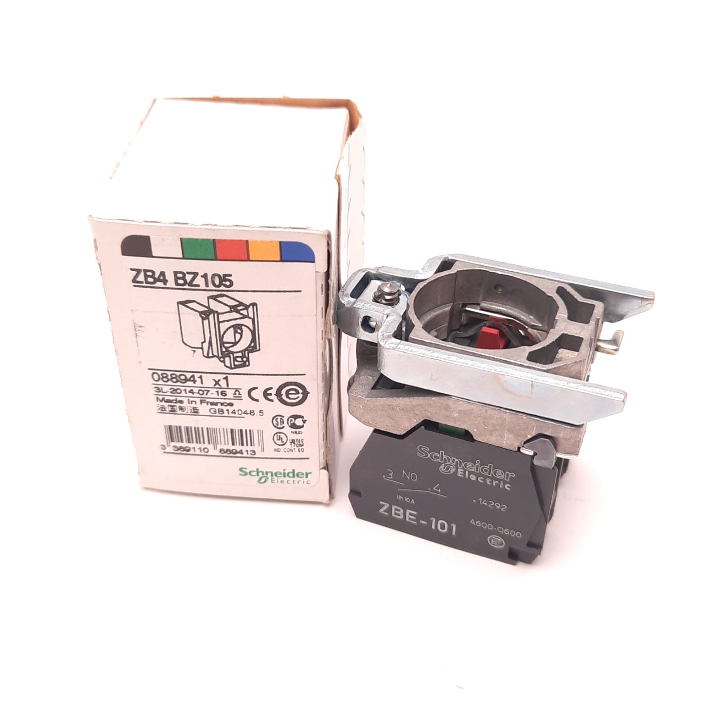 New Schneider ZB4 BZ105 22mm Mounting Base W/1NO 1 NC Contact Blocks